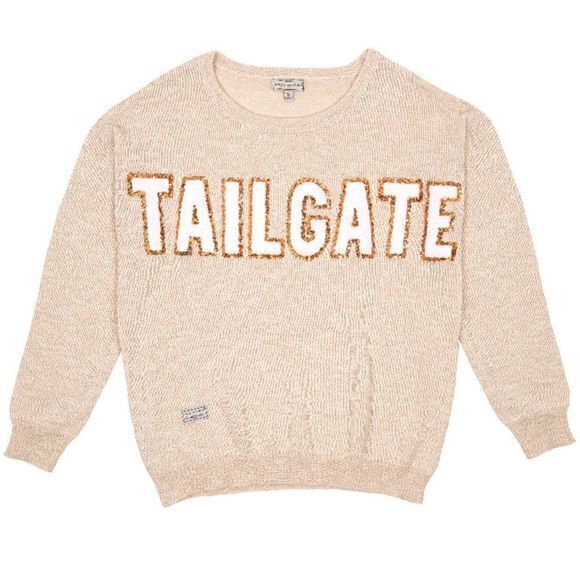 NWT Simply Southern Everyday Pullover Sweater “TAILGATE” Pawprint‎ Tan Cream XL - Picture 1 of 6